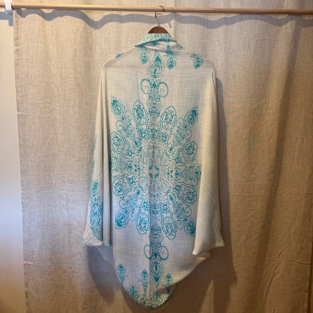 Elegant Blue and White Kimono